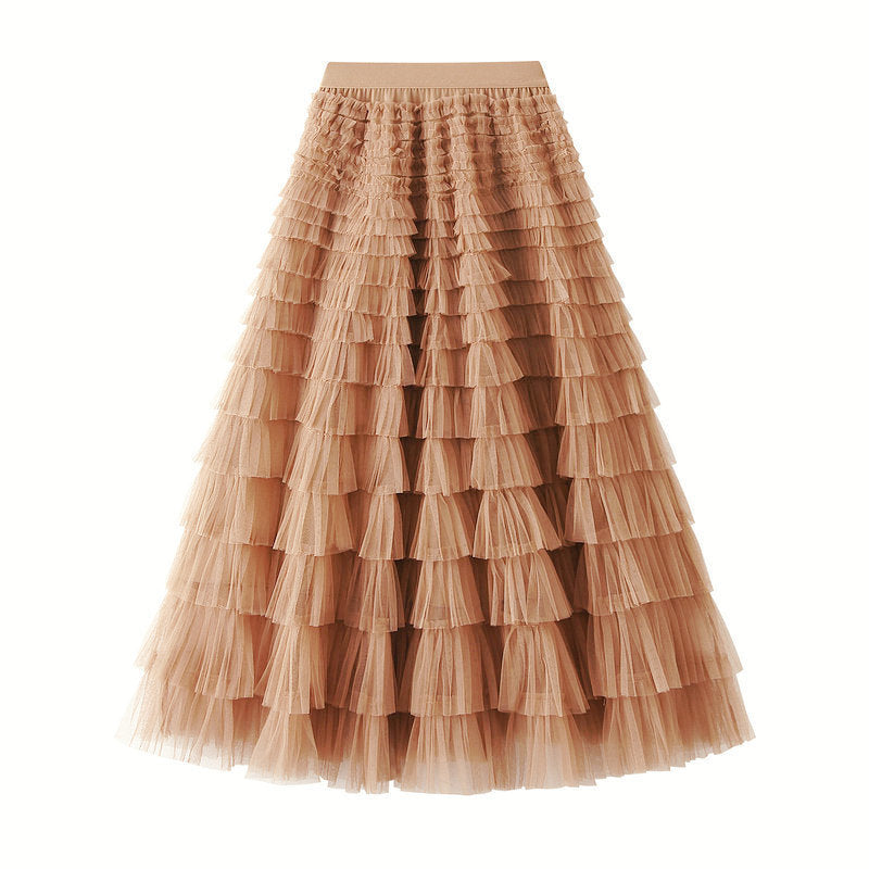 Cake Skirt White Gauze Skirt Pleated Skirt