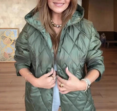 Jacket Casual Rhombus Quilted Hooded Lightweight Jacket For Women