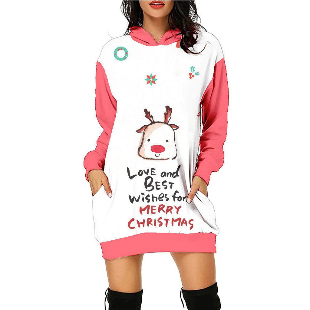 Casual Printing Christmas Holiday Party Sweater Dress