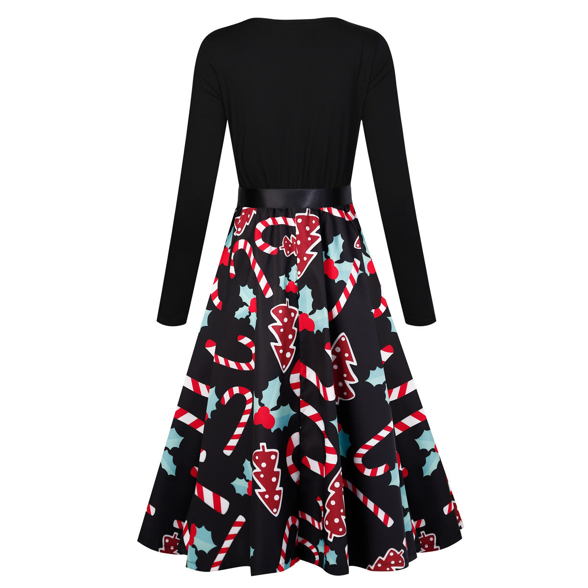 Christmas Style Contrast Stitching Lace Dress
