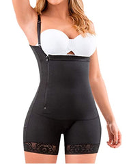 Shapewear Side Zipper Tummy Control Hip Lift Lace Ajustable Shoulder Strap Bodysuit Butt LiFter