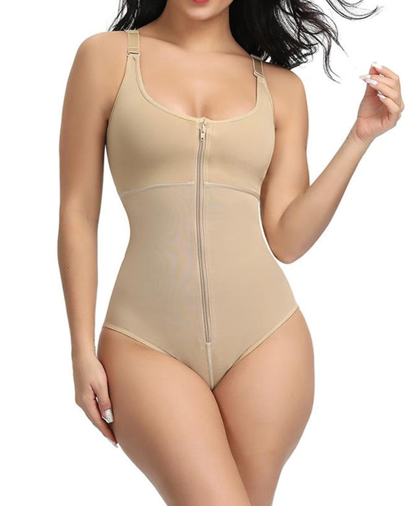 Shapewear Bodysuit Straps Tummy Control Waist Trainer Cincher Body Shaper Zipper Postpartum recovery hip lifter underwear