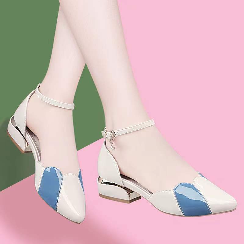 Coarse Heel Sandals Buckle Large