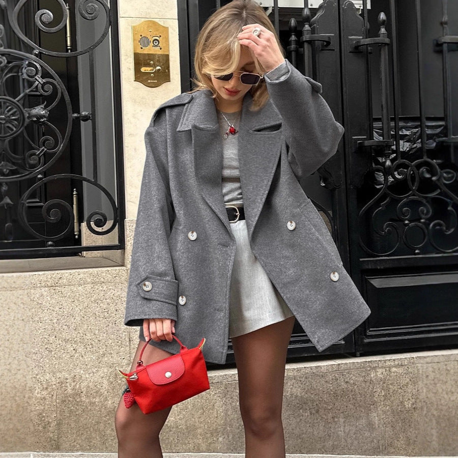 Idle Style All-match Mid-length Woolen Suit Jacket