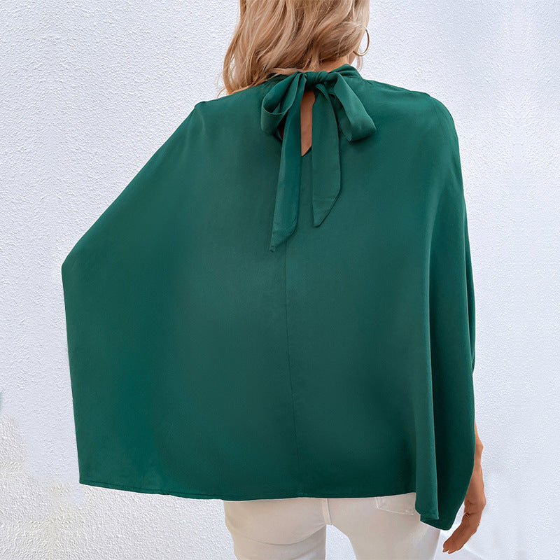 And Irregular Lace-up Half-turtleneck Shirt