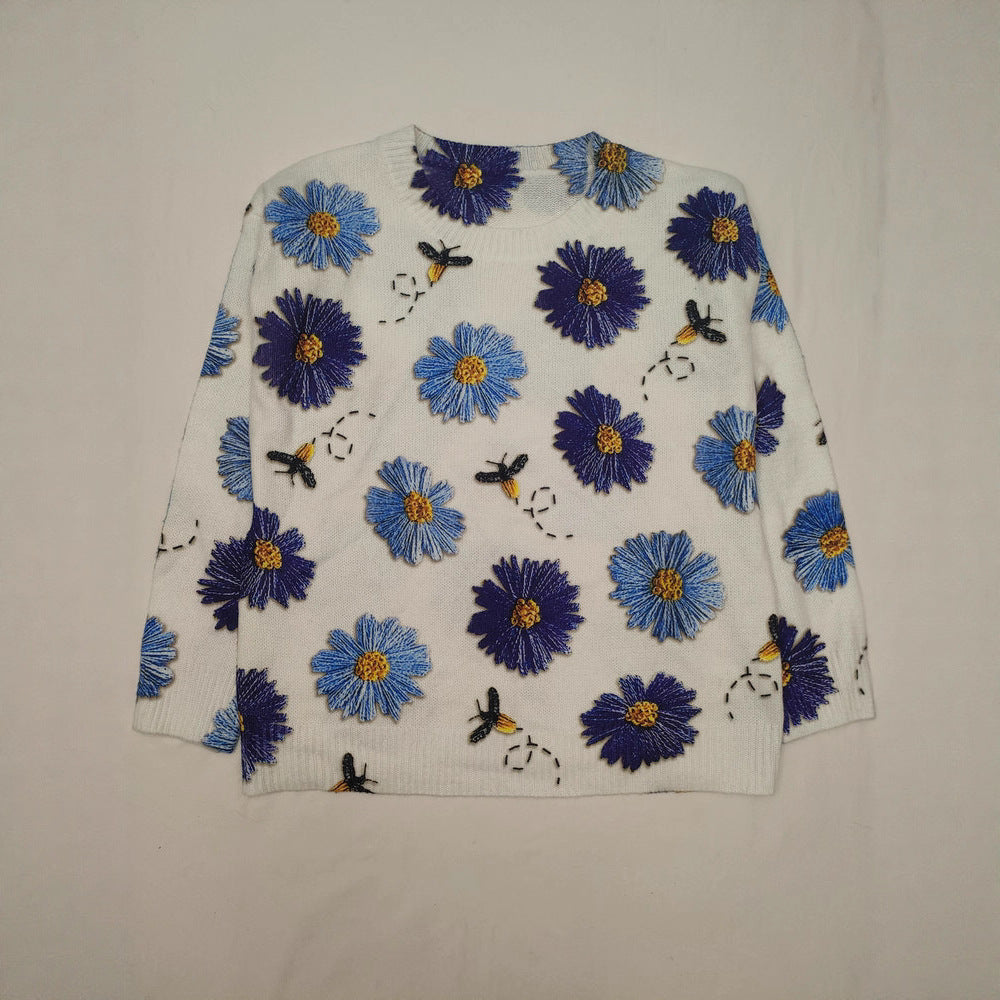 Trendy Niche Print Loose Slimming Sweater
