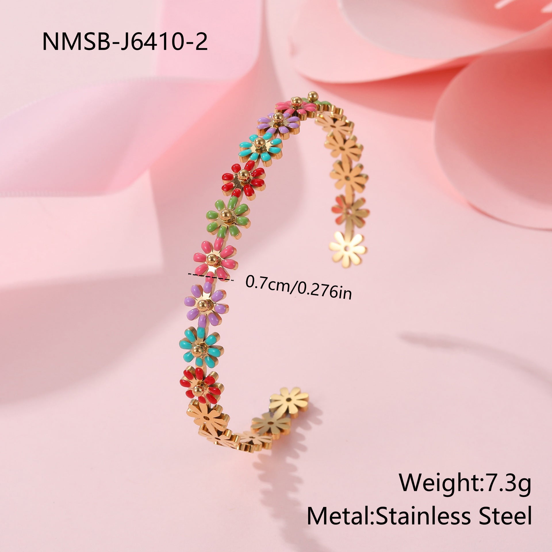 Ins Oil Dripping Color Flower Stainless Steel Bracelet