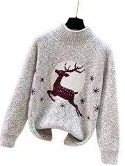 Casual Christmas Half-Neck Pullover Jacquard Top