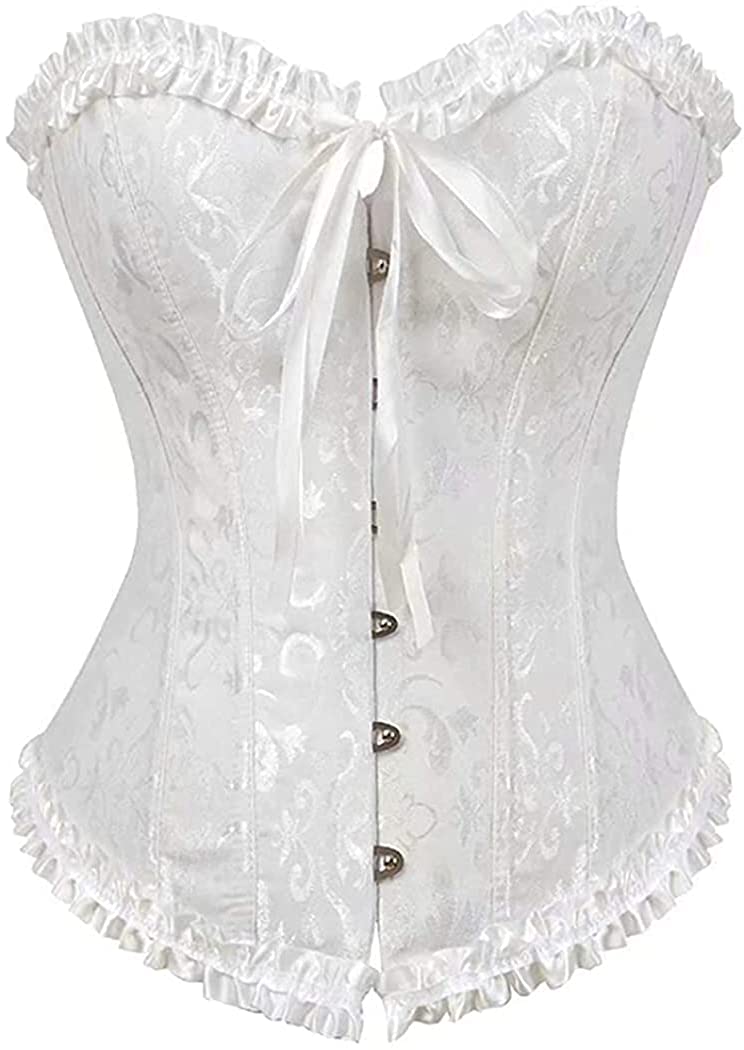 Frill Trim Lace Up Back Corset