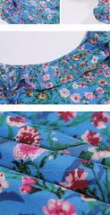 Ladies Holiday Blues Floral Elegant Dress