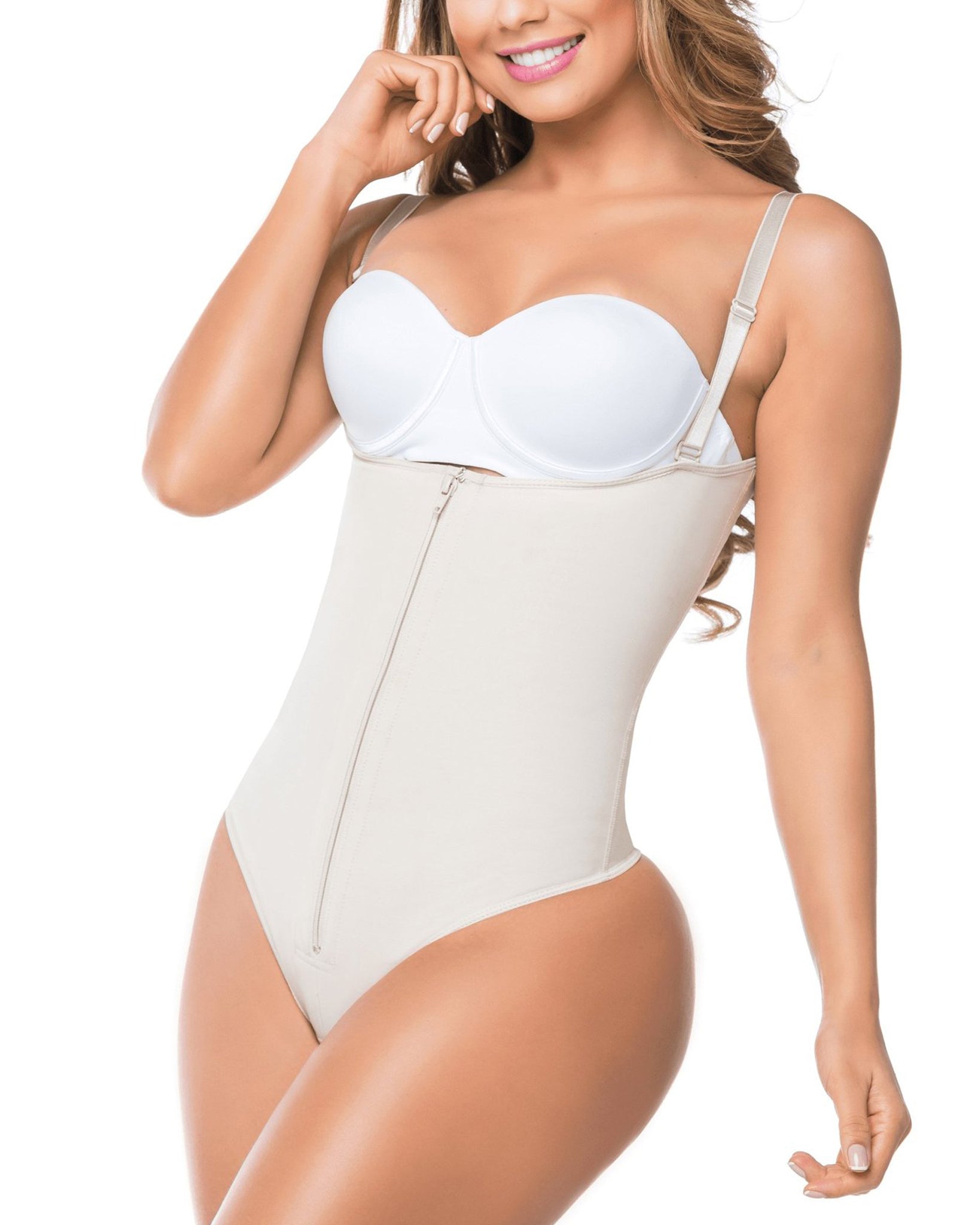 Shapewear Bodysuit Adjustable Shoulder Straps Zipper Control Body Shaper Fajas