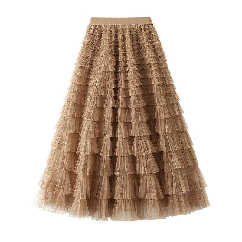Cake Skirt White Gauze Skirt Pleated Skirt