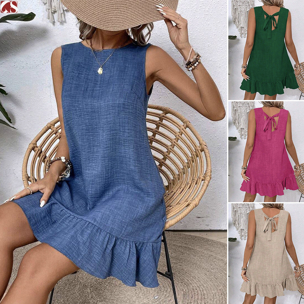 Ruffle Dress Loose Sleeveless Straight Beach Dresses For Women