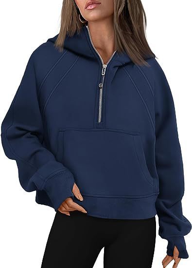 Zipper Hoodies Sweatshirts With Pocket Loose Sport Tops Long Sleeve Pullover Sweaters Fall Outfits Clothing
