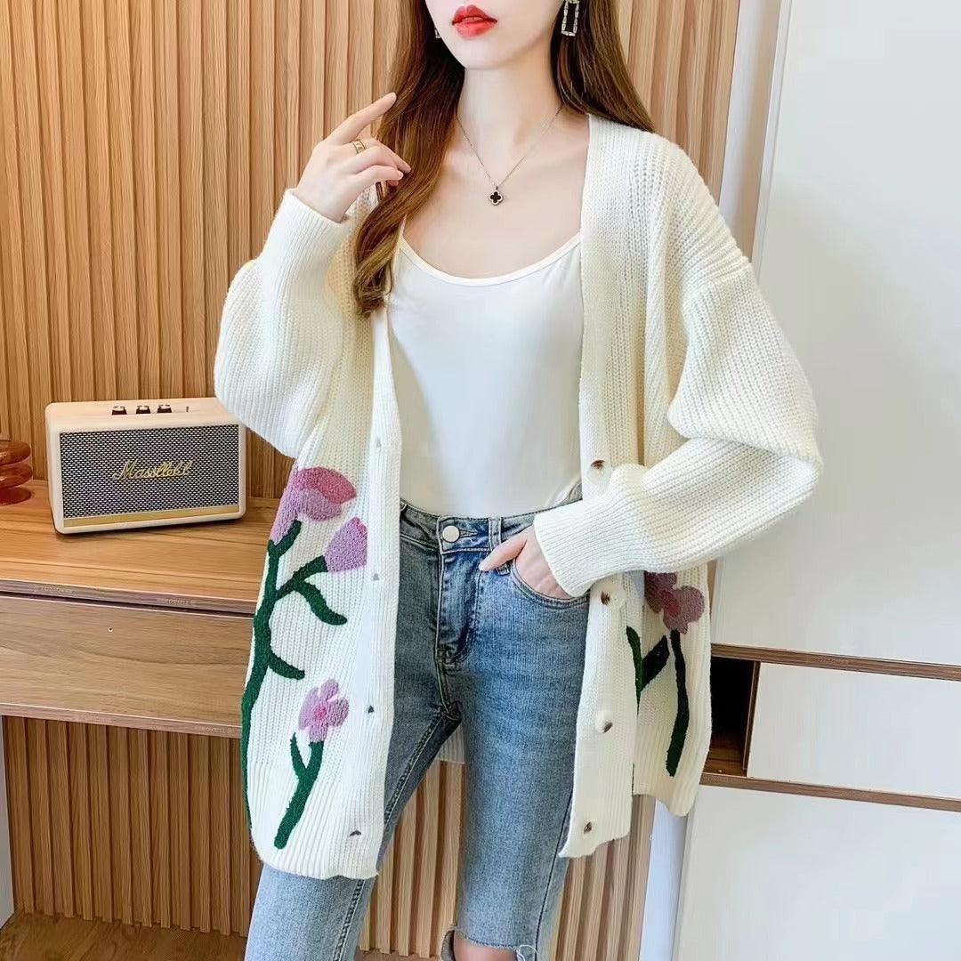 Knitted Cardigan Top Women