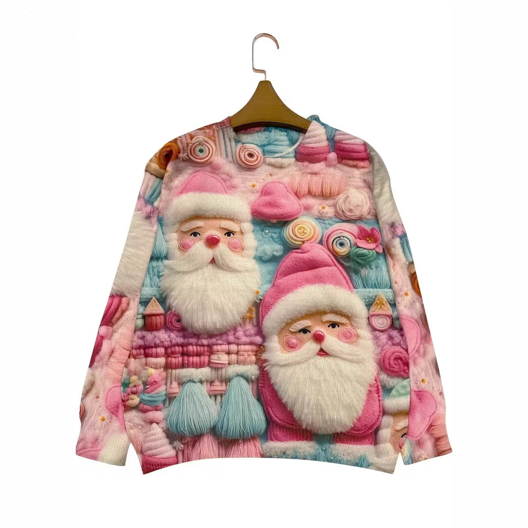 Pullover Christmas Pattern Round Neck Sweatshirt
