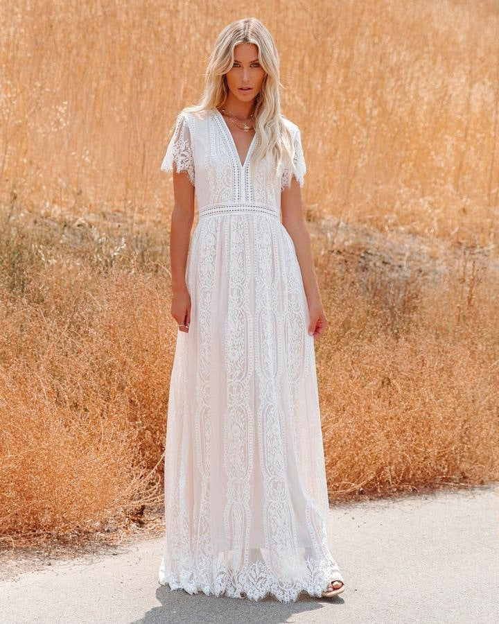 Tulle Dress Deep V Pullover Wedding Dress