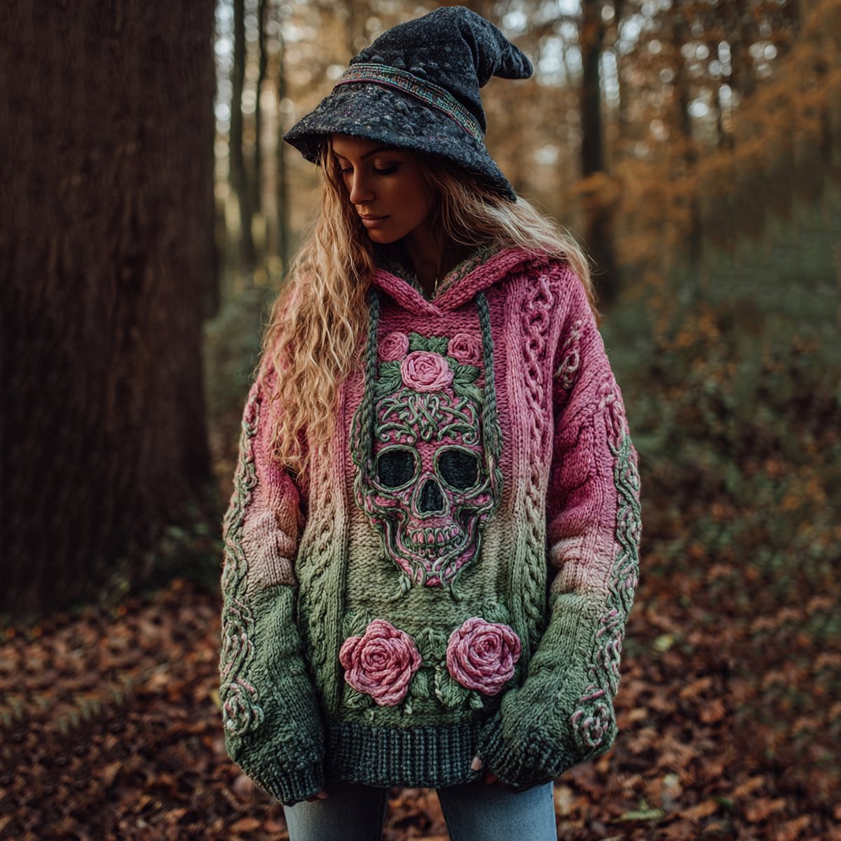 And Relaxed-fit Hoodie Top Casual Drop-shoulder Vintage Printed Sweater