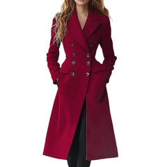 Double Breasted Long Coat Reversible Woolen Jacket