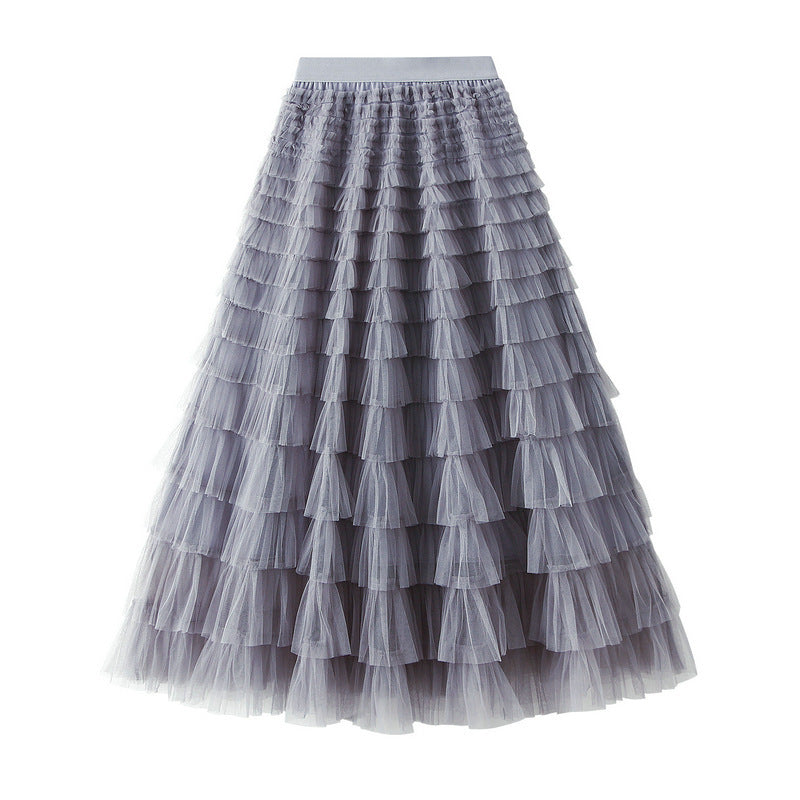 Cake Skirt White Gauze Skirt Pleated Skirt