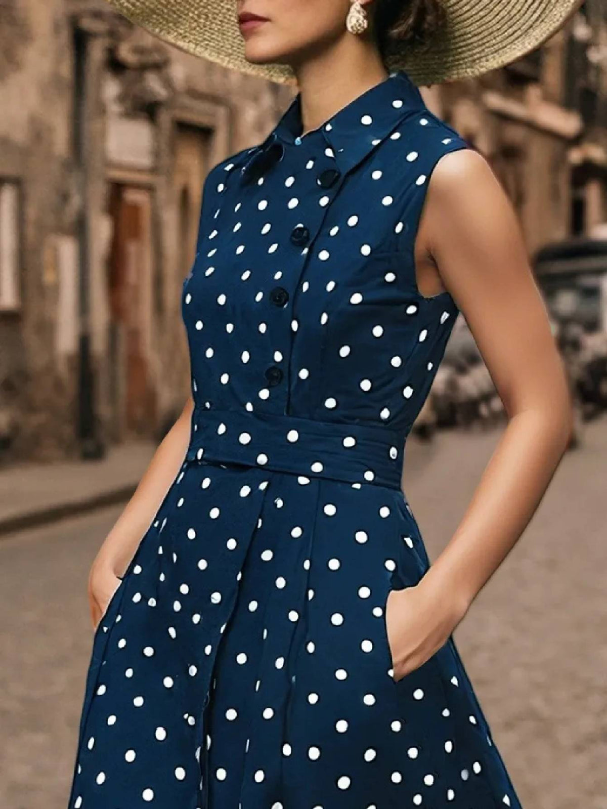 Polka-Dot Printed Casual Dress