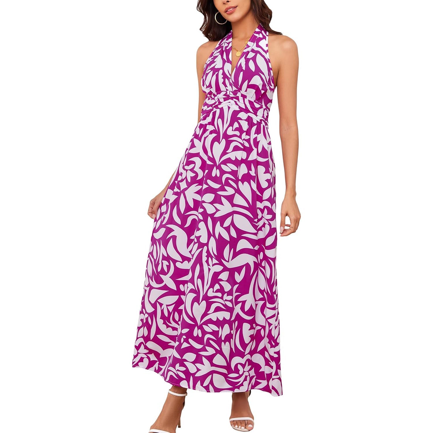 Halterneck Printed Bohemian Dress Vacation Beach Dress