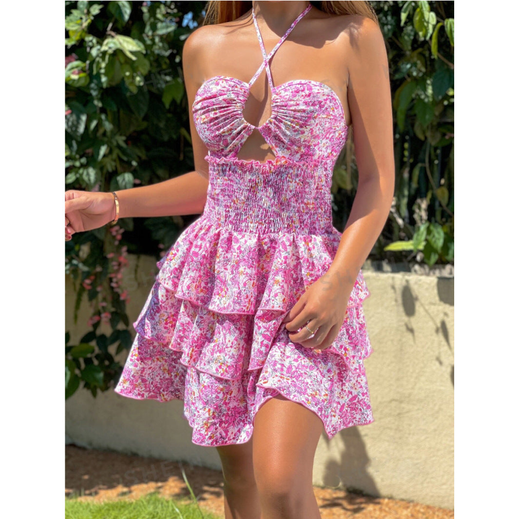 Style Printed Cross Wear Dress