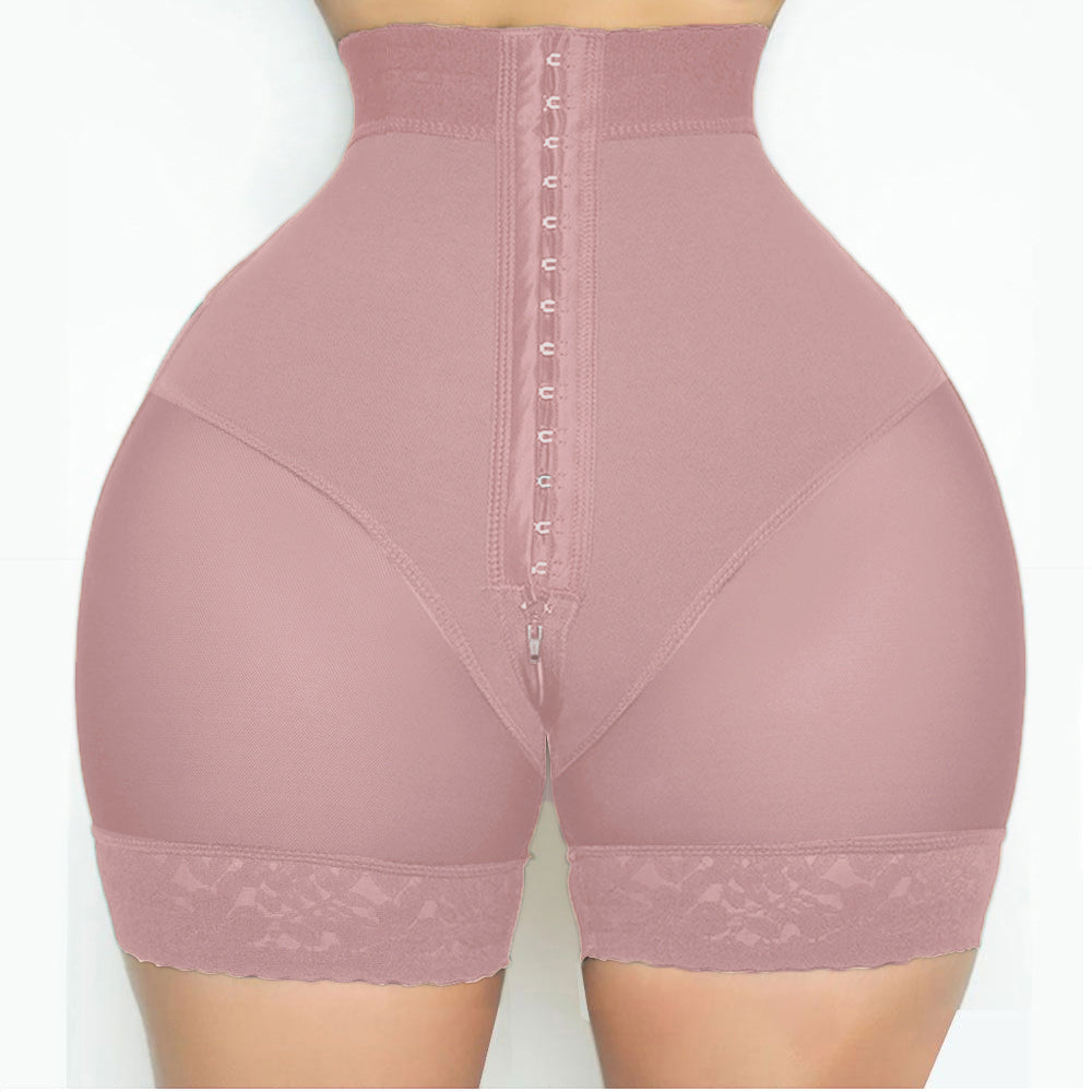 BBL Shorts High Waisted Double Compression Hook & Eye Control Zipper Crotch Butt Lifter Shaper Shorts