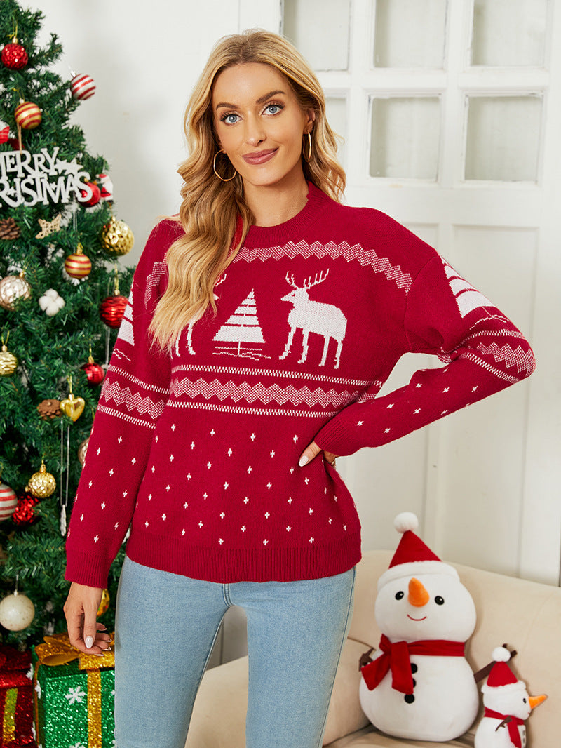Pullover Deer Jacquard Christmas Holiday Sweater