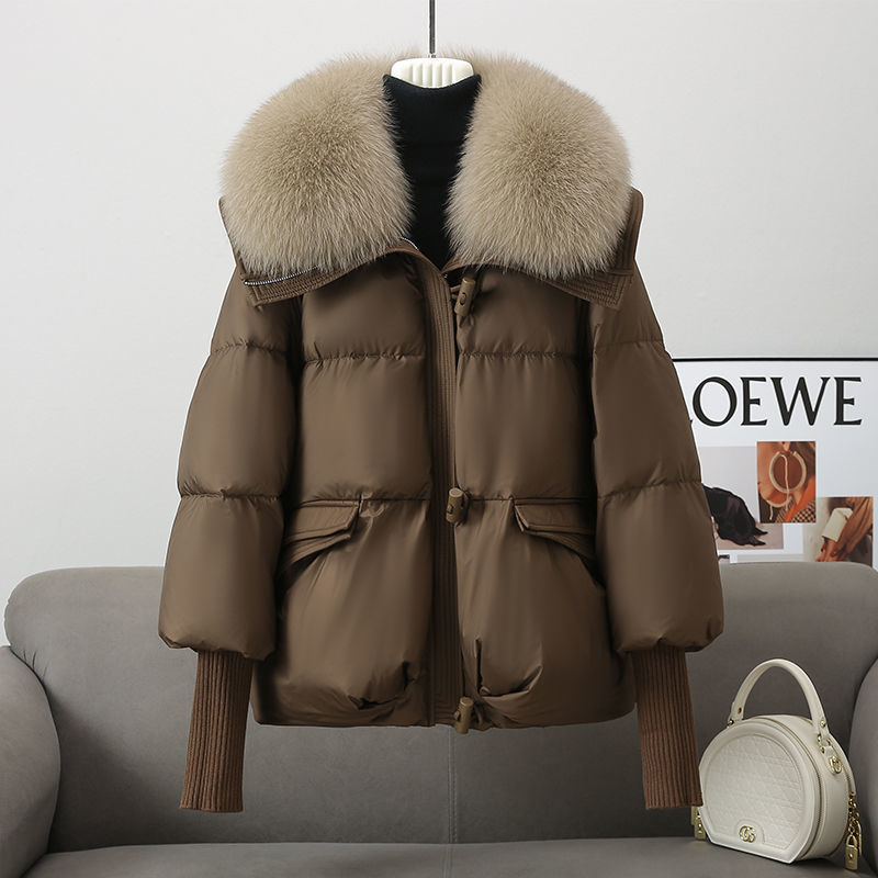 Down Cotton-padded Jacket Short Fur Collar Thickened Coat Clothing