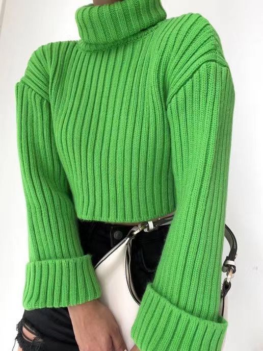 Turtleneck Sweaters Clothing Striped Short Style