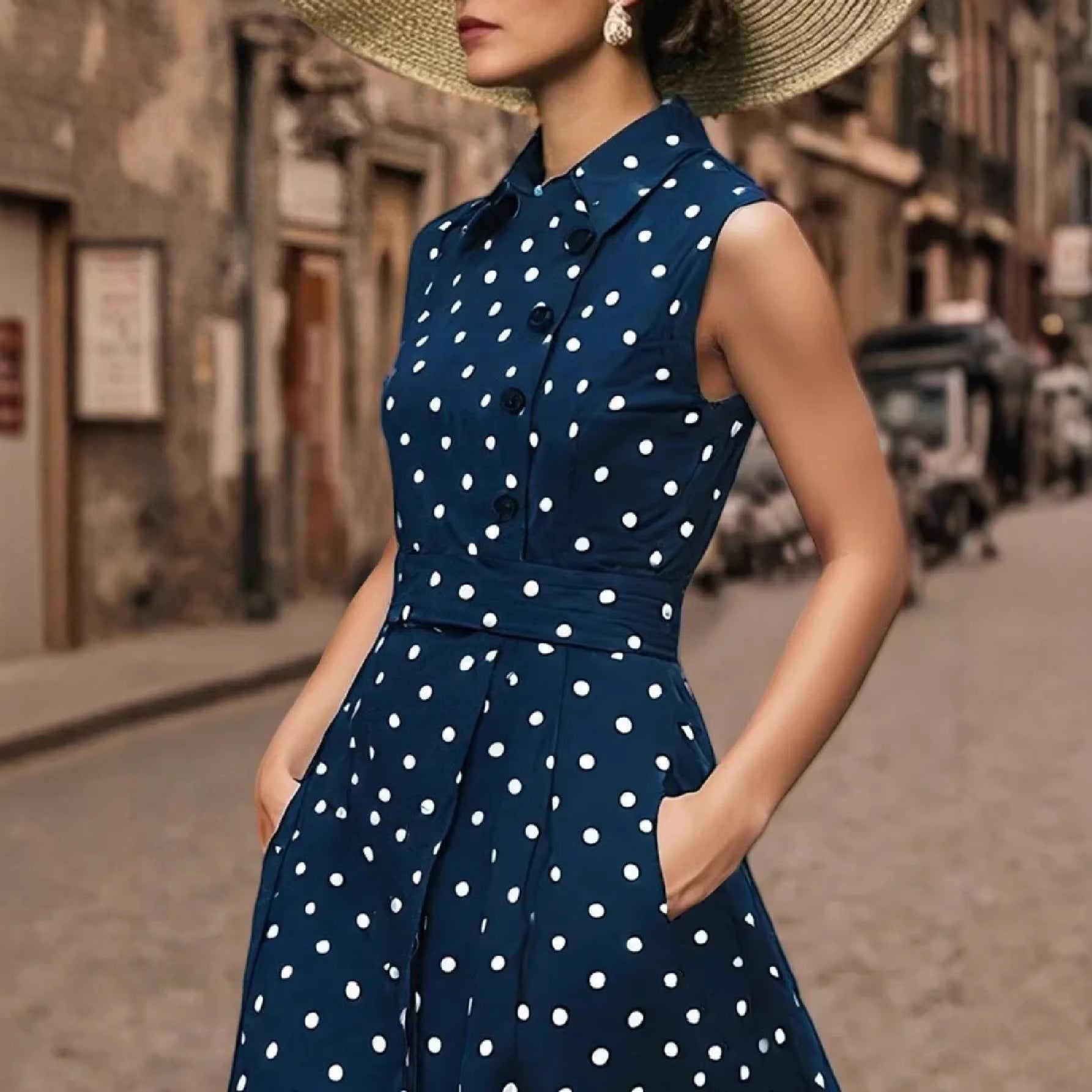 Polka-Dot Printed Casual Dress