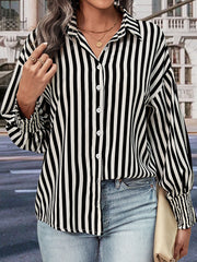 Long-sleeved Commuter Striped Shirt For Women