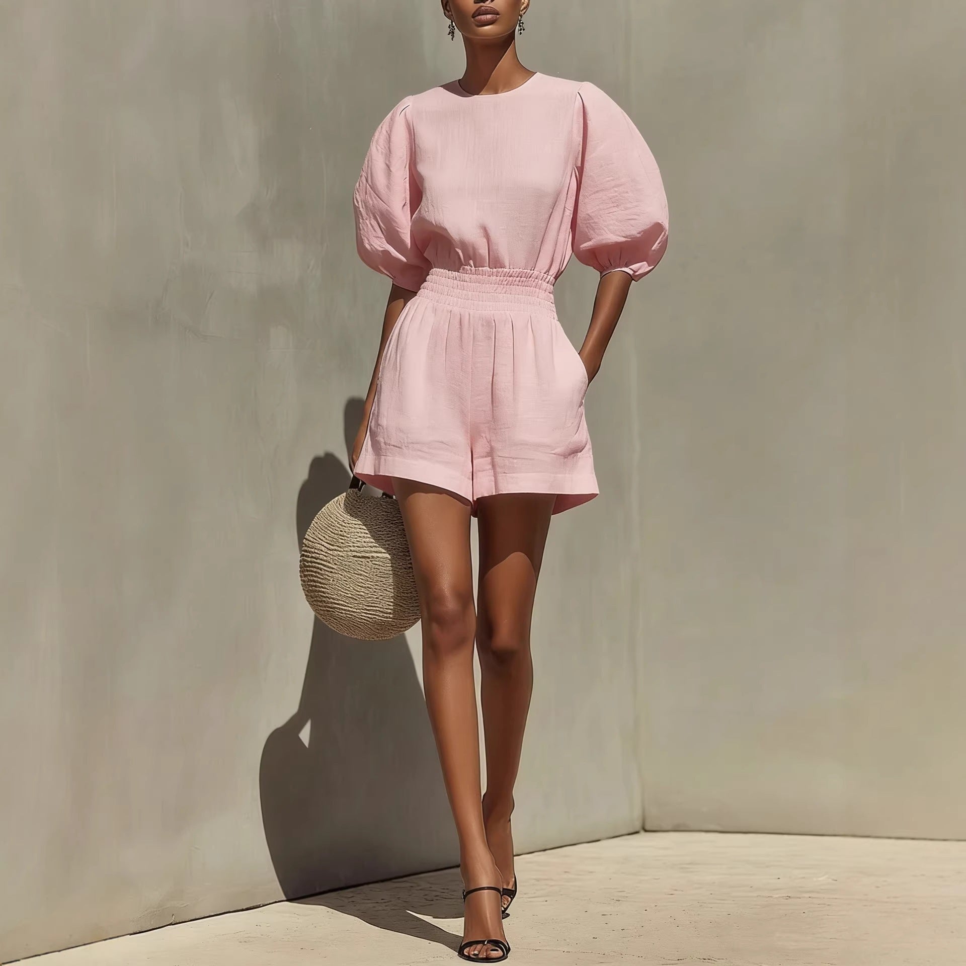 Puff-Sleeve Casual Comfortable Set