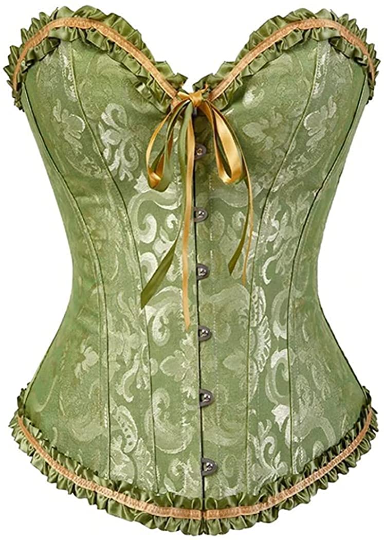 Frill Trim Lace Up Back Corset