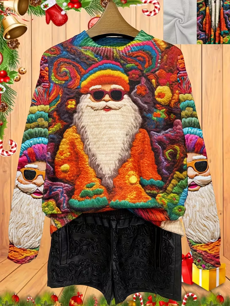 Pullover Christmas Pattern Round Neck Sweatshirt