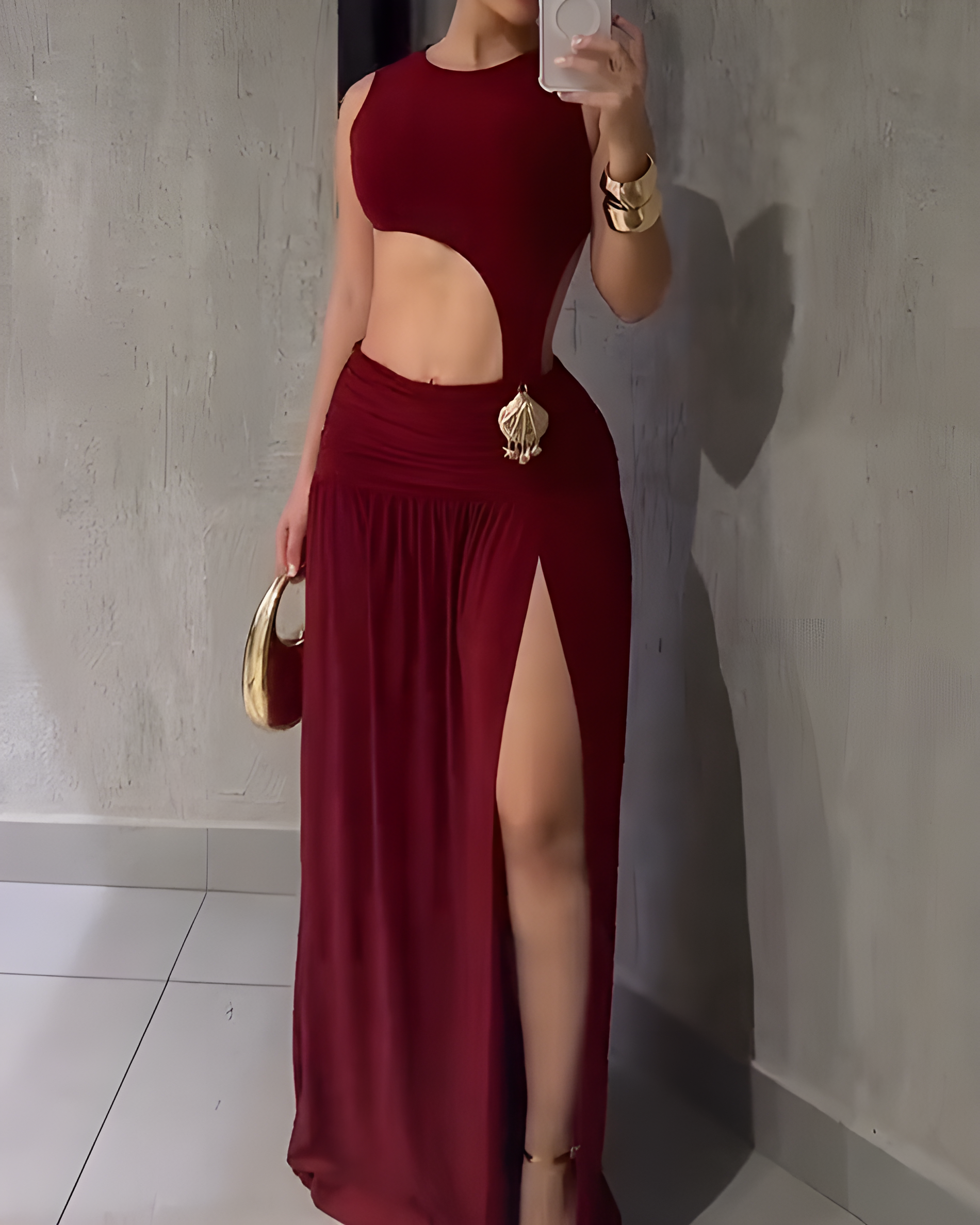 Sleeveless Backless Slit Dress