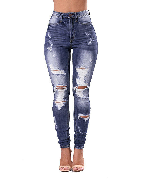 Ripped Elastic Skinny Jeans