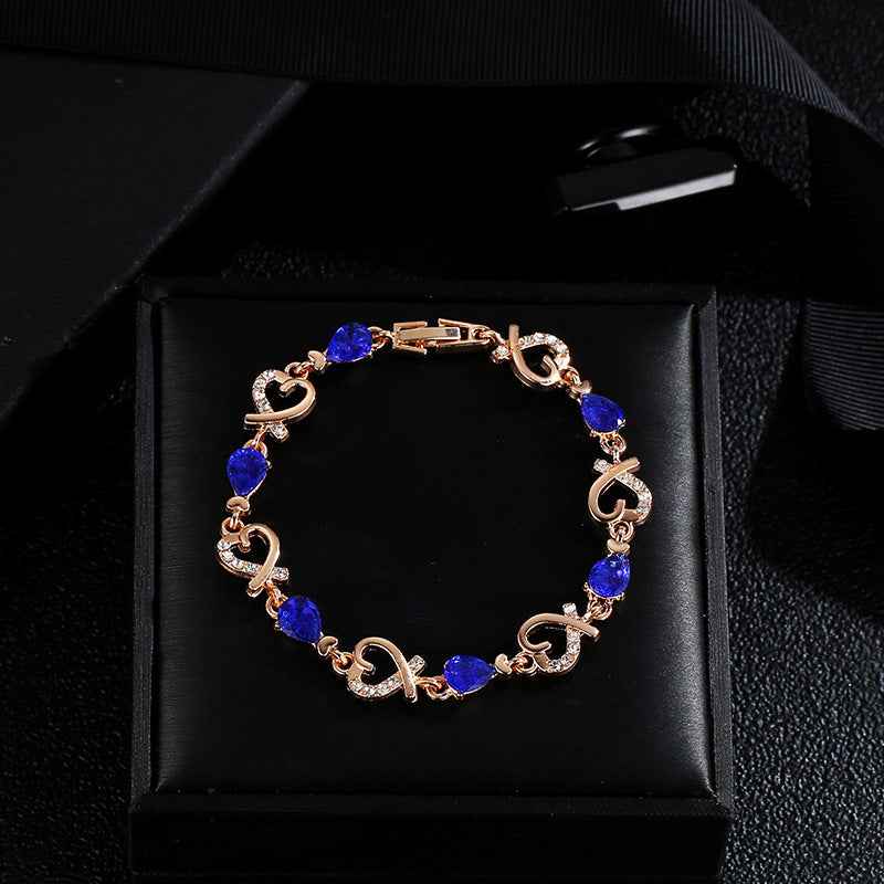 Heart-Shaped Bracelet with Rhinestones