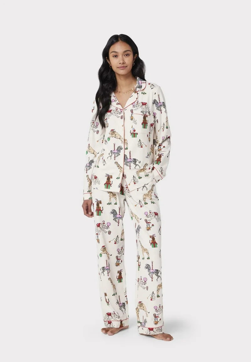 Christmas Printed Long-sleeved Trousers Ladies Home Leisure Suit