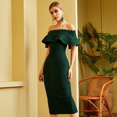 Green Off Shoulder Bandage Dress Party Dresses