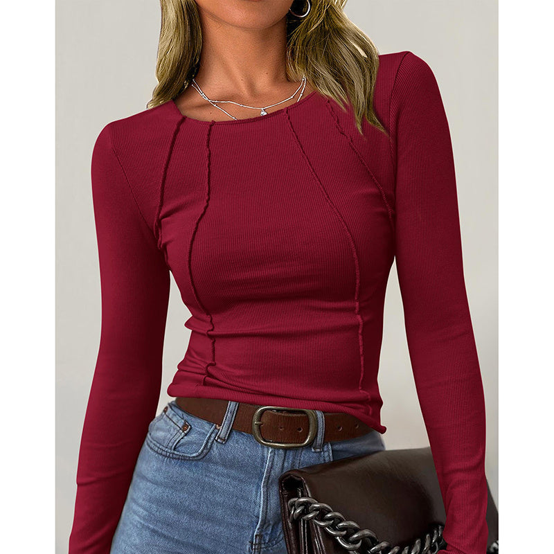 Long Sleeve T Shirts Crewneck Slim Fit Tops Going Out Fall Basic Tee