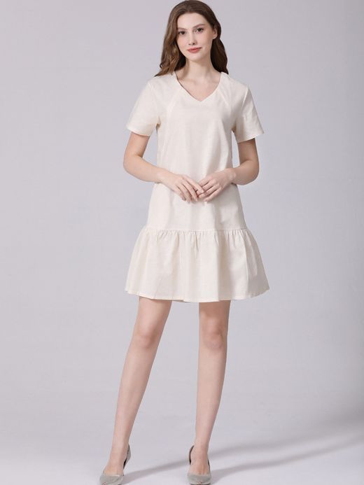 Pregnant Plus Size Dress Casual Short Sleeve Cotton And Linen
