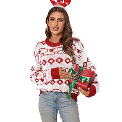 Long Sleeve Round Neck Knitted Christmas Sweater