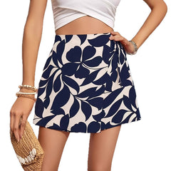 Chic High-Waisted Short Printed Skirt-Pants
