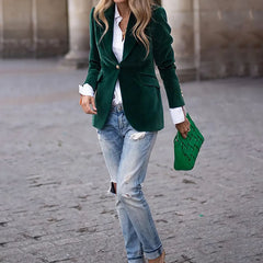 Velvet Lapel Casual Suit Business Slim Single-breasted Jacket Outwear Clothing For Women