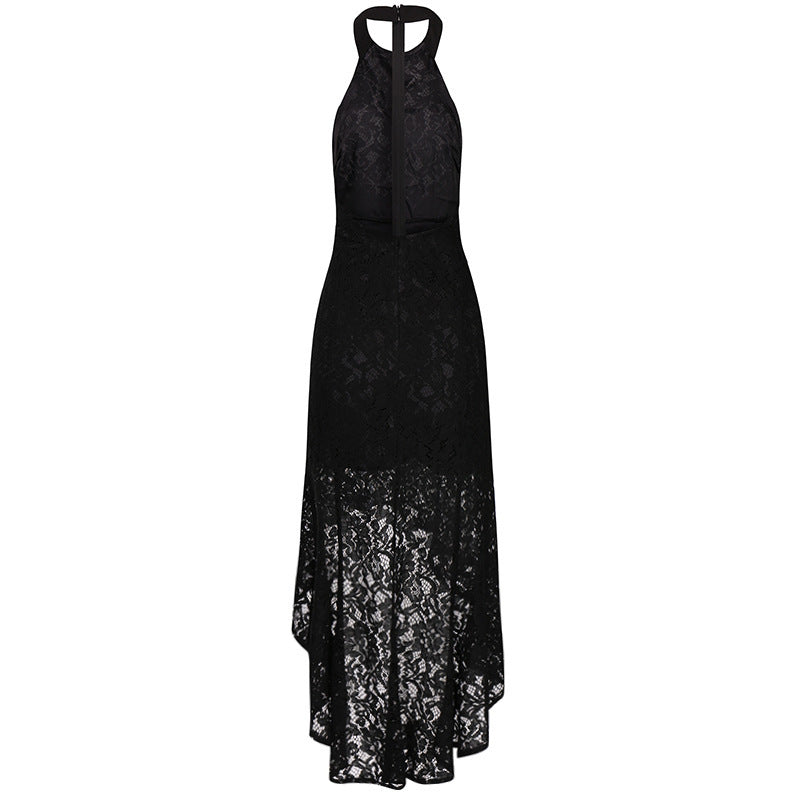 Elegant Solid Lace Cutout Dress Back Dress