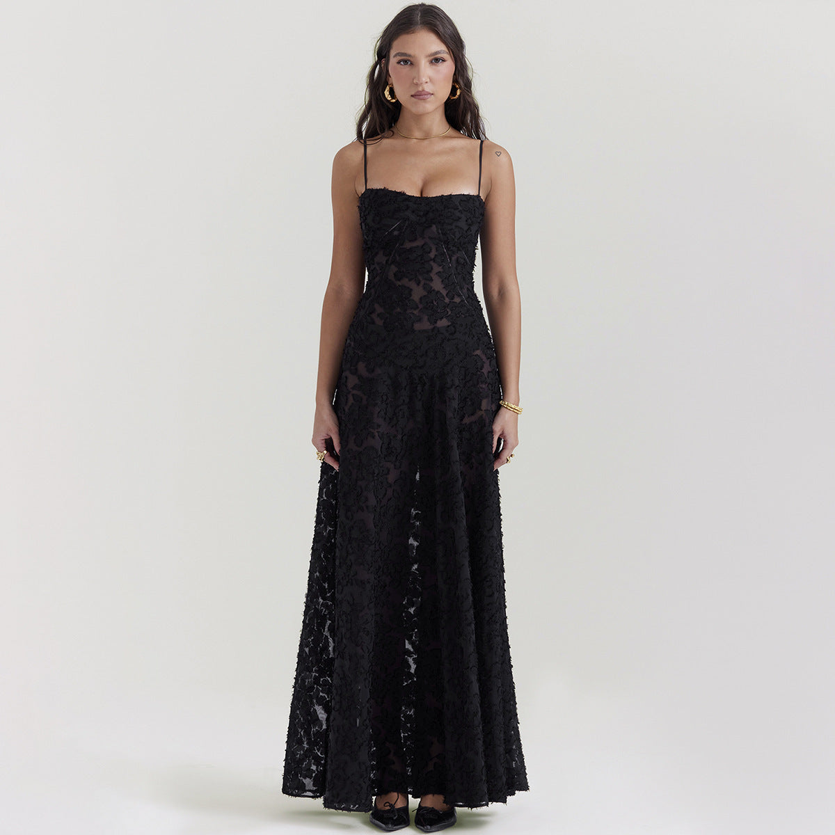 Suspender Lace Long Dress Strapless Collar Elegant Evening Dresses For Women