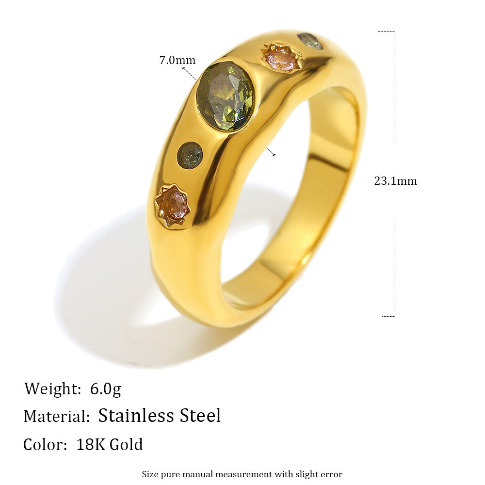 Geometric Zircon Color Diamond Ring For Women