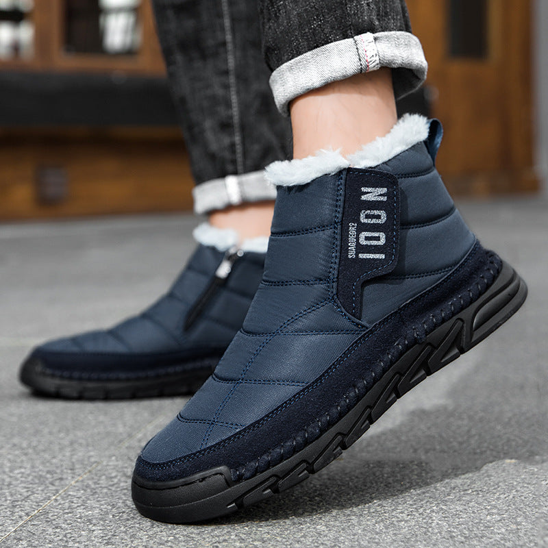 Plus-size Mens Snow Waterproof Non-slip Cotton Boots With A Warm
